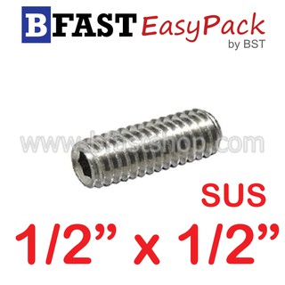 สกรูตัวหนอนสแตนเลส SUS 1/2 x 1/2" ถึง 3/4" (BSW12)