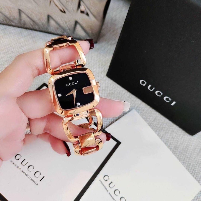 New🤍Gucci watch สีโรสโกล หน้าปัดดำ