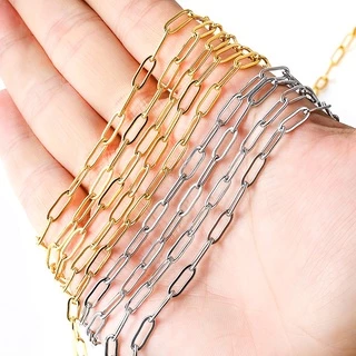 โซ่ไขว้สแตนเลสแบบตีแบนยาว 5 เมตร/แพ็ค สำหรับ DIY เครื่องประดับ อุปกรณ์งานแฮนด์เมด