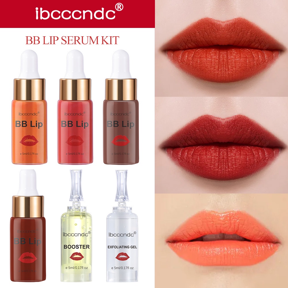 1Set Korean BB Lips Glow Ampoule Serum Starter Kit Lip Gloss BB Cream Pigment for Lip Coloring Moisturizing Microneedle