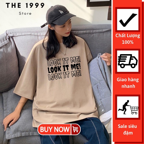 Look it me atin123 เสื้อยืดแขนสั้นพิมพ์ลายทรงหลวม unisex พิมพ์หมึกไม่ลอก สไตล์สตรีทไดนามิก