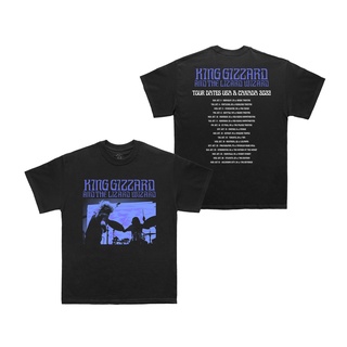 เสื้อยืดสีขาวเสื้อยืดแขนสั้น พิมพ์ลาย King Gizard AND THE LIZARD WIZARD - USA CANADA TOUR 2022 สําหรับผู้ชายS-4XL