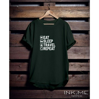 เสื้อยืด พิมพ์ลาย EAT SLEEP TRAVEL SABLON สําหรับผู้ชาย และผู้หญิง