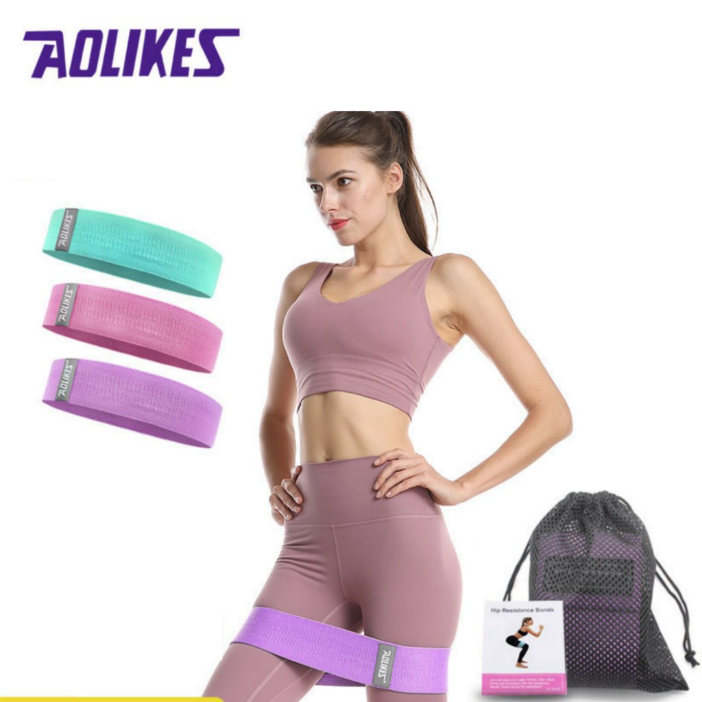 Aolikes ยางยืดวงแหวนเซ็ต 3ชิ้น ยางยืดออกกำลังกาย กระชับกันและขา ผ้าหนา แถมถุง 3604 – โปรปัง