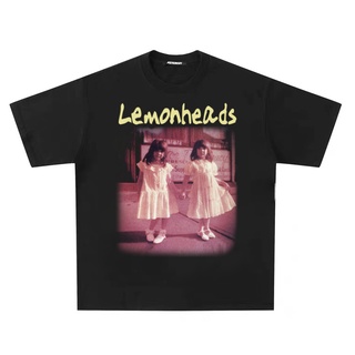 แฟชั่น Psycho21 เสื้อยืดแขนสั้น พิมพ์ลายตัวอักษร Lemonheads ทรงหลวม สไตล์วินเทจ เรโทร