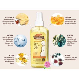 Palmers Cocoa Butter Soothing Oil 150 ml. ช่วยลดอาการคันผิวแตกช่วงตั้งครรภ์ #3299