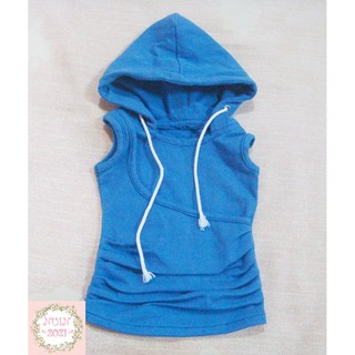 เสื้อยืดแขนกุดสีน้ำเงิน มีฮู้ด สำหรับตุ๊กตา BJD 1/3  ตุ๊กตาสูง 60 ซม. เสื้อผ้าตุ๊กตา เครื่องตกแต่งตุ๊กตา  เสื้อผ้าดอลล์