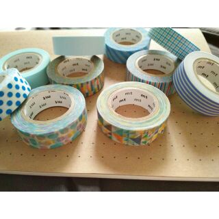 พร้อมส่ง masking tape โทนสีฟ้า 10 ลาย