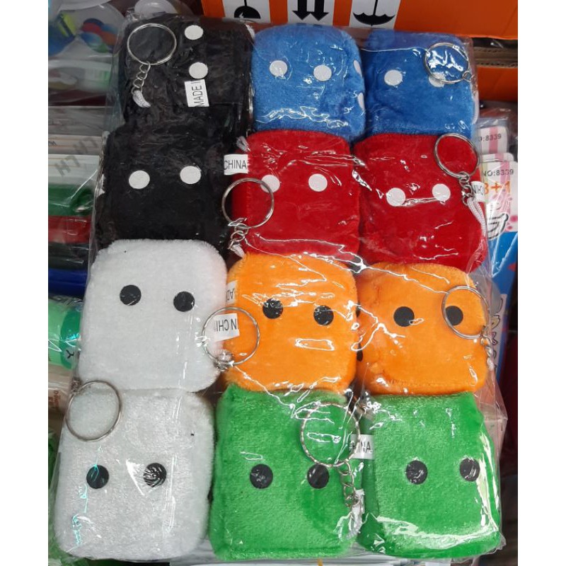 พวงกุญแจ ที่ติดกระจก ลูกเต๋า น่ารัก คละสี(แพค12ชิ้น)