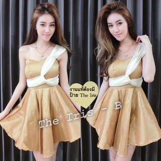 Mini Dress ไหมไหล่เดียว (ทอง)