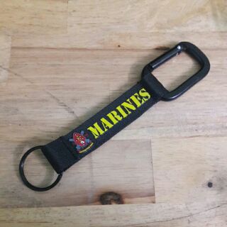 พวงกุญแจ MARINES black carabiner black ring nylon strap by ครูแว่น frogmangear