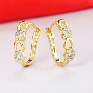 ZHOUYANG เบาะ คลาสสิกการออกแบบสีทองตัดบิ๊ก Cubic Zirconia แต่งงานต่างหูห่วงสำหรับผู้หญิง E817