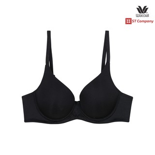 ชุดชั้นใน Wacoal Seamless Bra สีดำ (BL) รุ่น WB5A87 มีโครง บราไร้ตะเข็บ 3/4 คัพ เสริมฟองน้ำ เสริมเต้าอวบอึ๋ม เสื้อใน วาโก้ บรา