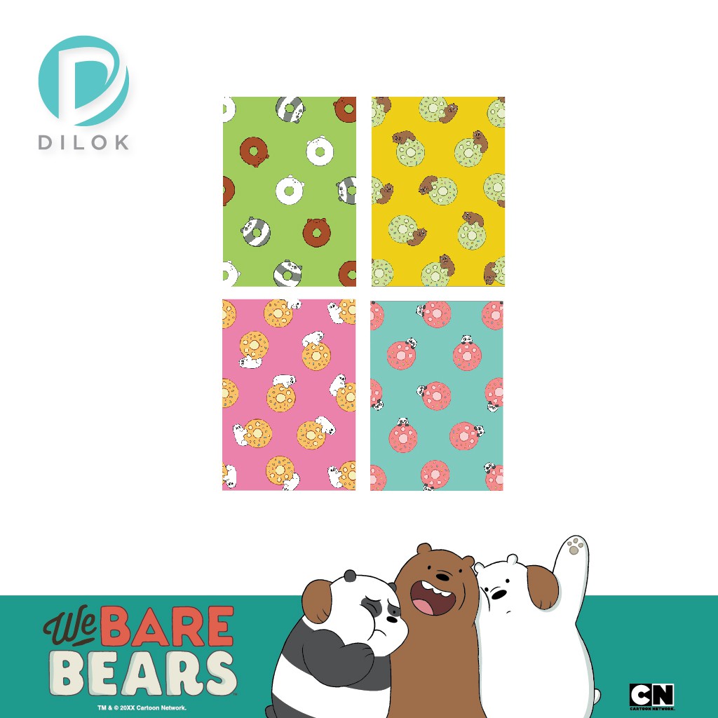 WE BARE BEARS สมุดโน้ตลายการ์ตูน 3 หมี ขนาด B7 พกพาสะดวก 32 แผ่น (64 หน้า) ไม่มีเส้น WBB2034