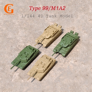 1/144 Mini Type 99 M1A2 Abrams Main โมเดลรถถังเหล็ก 4D ของเล่นสําหรับเด็ก 4ชิ้น