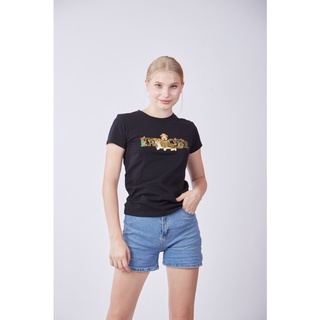 เสื้อยืดสีขาวPaul Frank เสื้อยืด PFGLTSFW2186 WOMENS TEESHIRT JUNGLE EXPLORER FW21 -BLACK