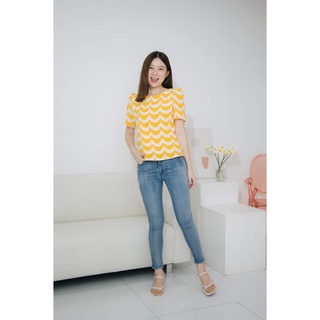 mommade-เสื้อให้นม yellow wave top