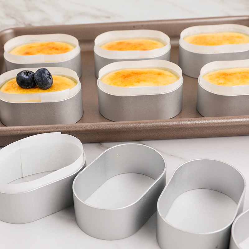 10 ชิ ้ นอลูมิเนียมกึ ่ งปรุงสุกชีสแม ่ พิมพ ์ Pastry ถ ้ วยรูปไข ่ เค ้ กกระดาษขนมเบเกอรี ่ แม ่ พิมพ ์ รูปไข ่ Cheesecake แม ่ พิมพ ์