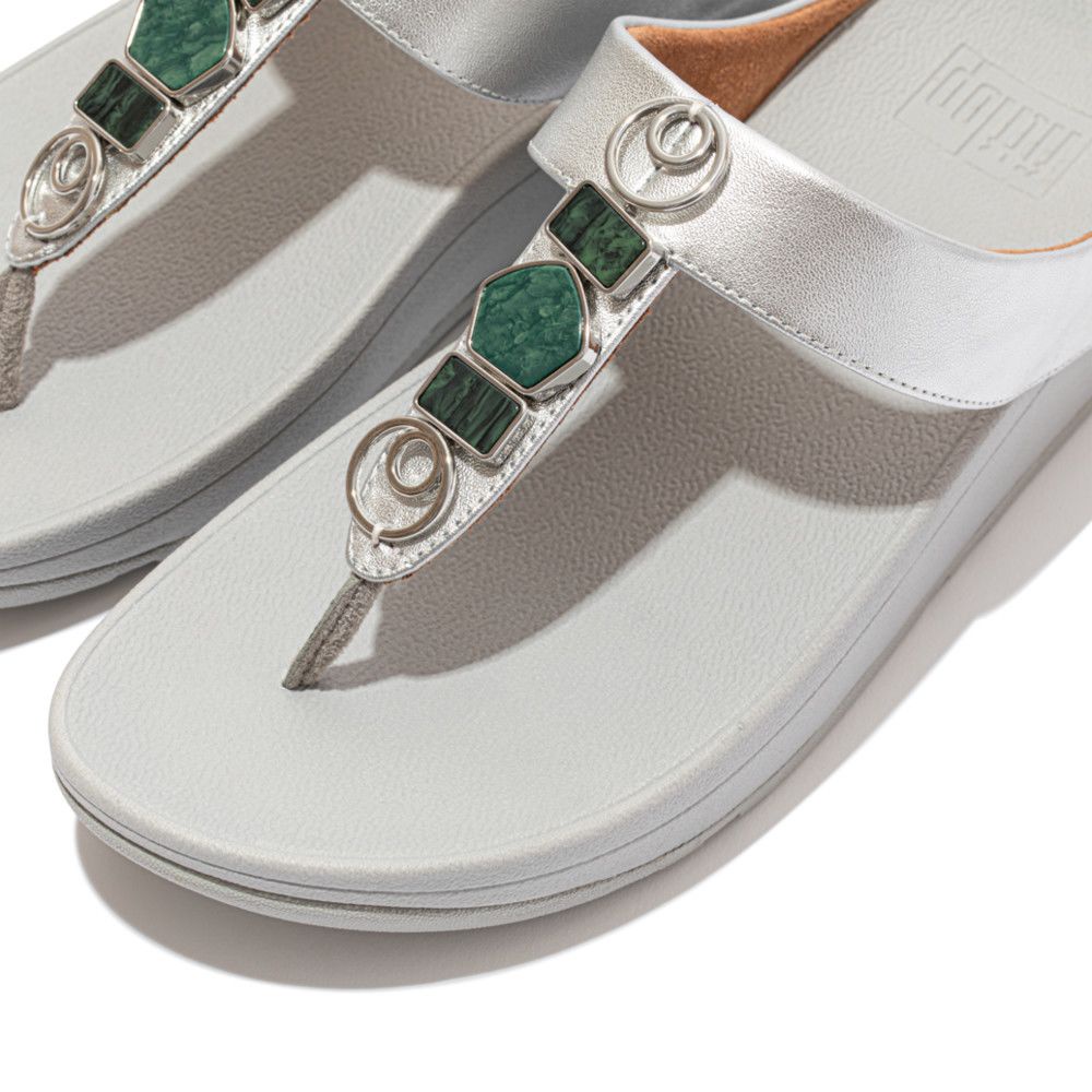 FITFLOP รองเท้าลำลองผู้หญิง FINO STONE TRIM รุ่น EA1-011 สี SILVER รองเท้าผู้หญิง #4
