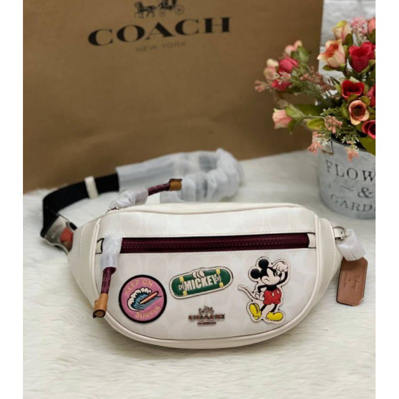 กระเป๋าคาดอก คาดเอว โค้ช Limited Edition!!DISNEY X COACH 3786 belt bag Signature with sports patch Japan limited