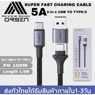 สายชาร์จเร็วORSEN รุ่น S8 PD100Wสายชาร์จเร็ว5A ช่องเสียบแบบ TYPE-C TO TYPE-C รองรับการชาร์จด่วนแบบSuper Fast Charging