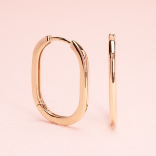 Grace Fine Jewelry ต่างหูห่วงทองแท้9K Rectangle Big size