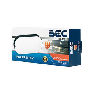 ไฟผนังนอก LED BEC POLAR-OV 15 วัตต์ WARMWHITE กรอบสีดำ แสงสี ขาว/เหลือง