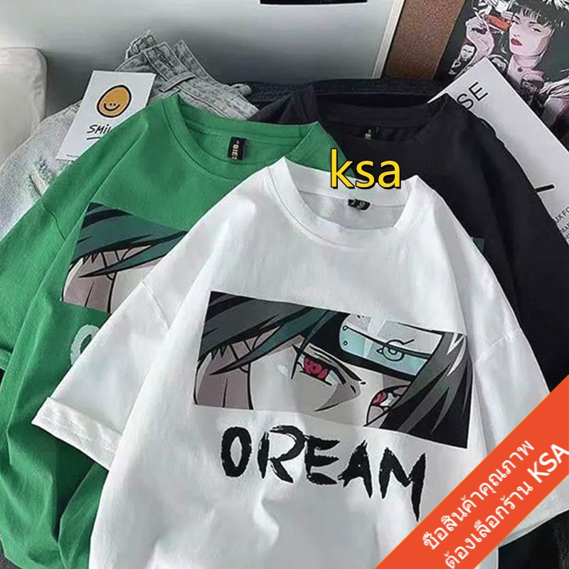 เสื้อยืดคู่รักลายการ์ตูนญี่ปุ่น Oversize เสื้อผ้าแฟชั่นวัยรุ่น เสื้อยืดแนวสตรีทผู้หญิง ฮิปฮอป โอเวอร์ไซส์ สไตล์เกาหลี