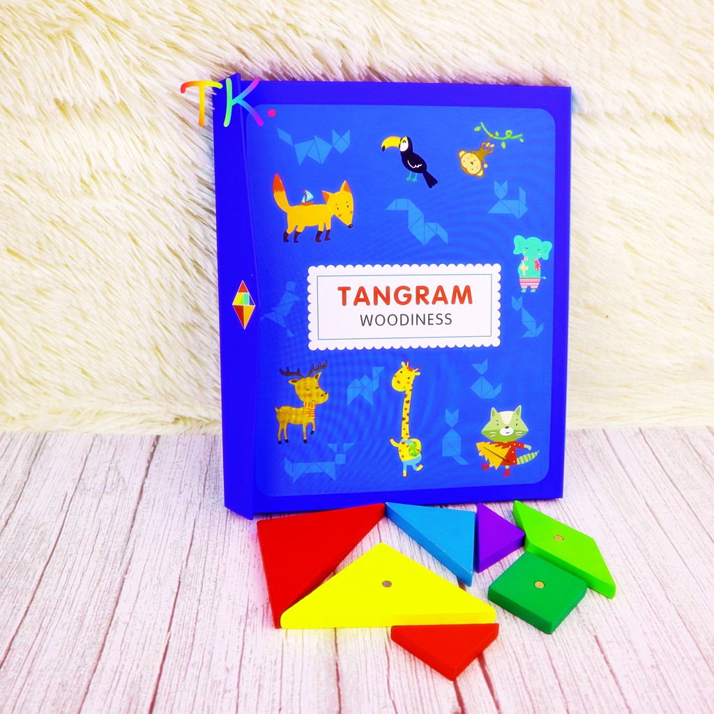 เกมแทนแกรมTangram Wooden Jigsaw ตัวต่อไม้จิ๊กซอว์แม่เหล็กของเล่นส่งเสริมพัฒนาการ ส่งเสริมทักษะ Educational Toys