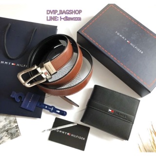 TOMMY HILFIGER Leather Belt &amp; Wallet Set แท้💯%