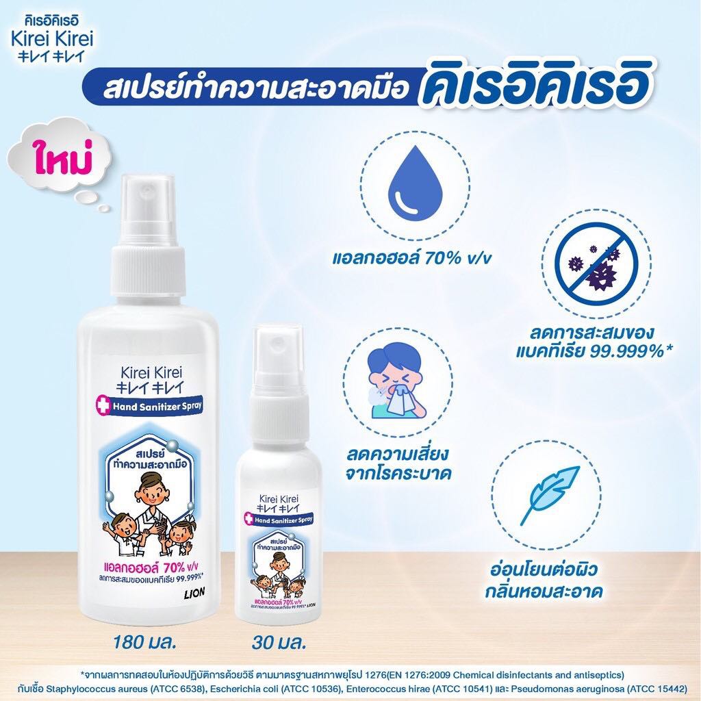 แอลกอฮอล์สเปรย์ KIREI KIREI คิเรอิคิเรอิ แฮนด์ ซานิไทเซอร์ สเปรย์ สเปรย์ทำความสะอาดมือโดยไม่ใช้น้ำ ด้วยสูตรที่มีแอลกอฮอล