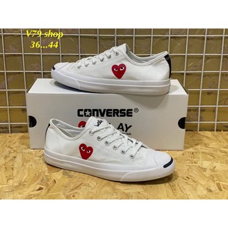 Converse Jack x Comme Garcons Play ❤️สีขาว/สีดำ(แถมกล่อง) ✅ เก็บเงินปลายทางได้