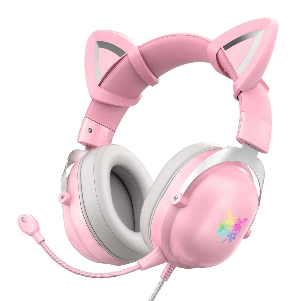 Onikuma X11 Cat Ears Gaming Headphone Limited Edition หูฟังเกมมิ่ง รูปทรงหูแมว(Pink,Black)