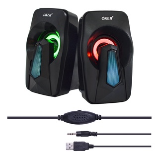 ลำโพง OKER SP-570M ลำโพงคอมพิวเตอร์ LED mini 3.5mm+USB