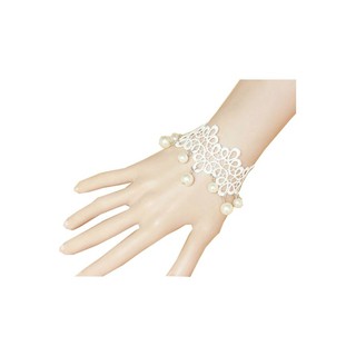 TANITTgems Vintage White Pearls French Lace Bridal Bracelet