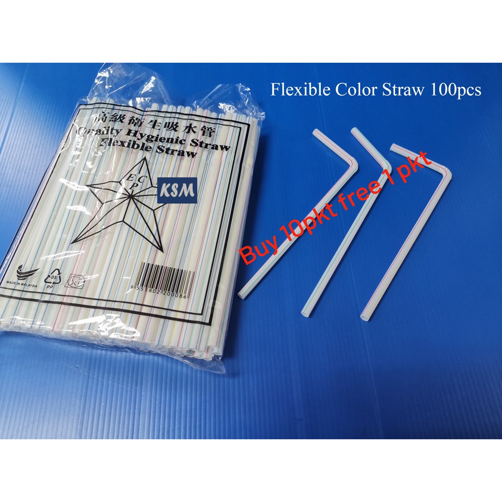 250 ชิ้น+- หลอดยืดหยุ่นสี /หลอด Bengkok สีซื้อ 10 pkt ฟรี 1pkt