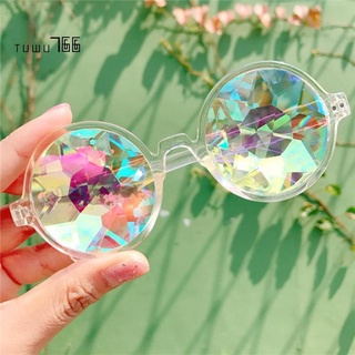 Kaleidoscope Glasses Rave Festival Party Sunglasses Diffracted Lens-Transparent