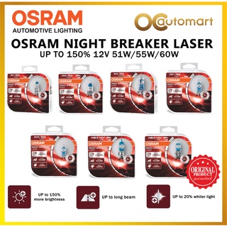 Osram เบรกเกอร์เลเซอร์ 4TH H1 H3 H4 H7 H8 H11 HB3 9005 HB4 9006