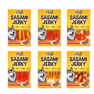 Pet8 Sasami Jerky Chicken Slice สันในไก่เจอกี้สไลด์ 50 g เกรดพรีเมี่ยม ห่อเล็ก 13แบบ