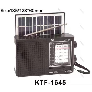 NEW!! ลำโพงบลุทูธ ลำโพงวิทยุ รุ่น KTF-1645 FM RADIO ลำโพงไร้สาย มีไฟฉาย สายคล้องมือ มีแบตในตัวมีแผงโซล่าเซล