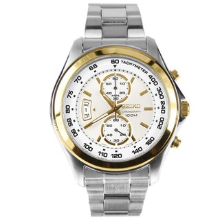 SEIKO Chronograph Mens watch Silver/White Stainless Strapรุ่นSNN256P1