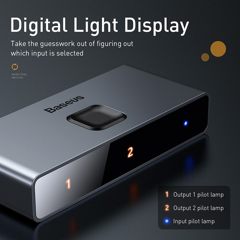 Baseus Hdmi Splitter 4k 60 Hz Bi -Direction Hdmi สวิทช์ 1x2 / 2x1 Hdr Hdmi อะแดปเตอร์เสียงสําหรับ  กล่องทีวี Hdmi