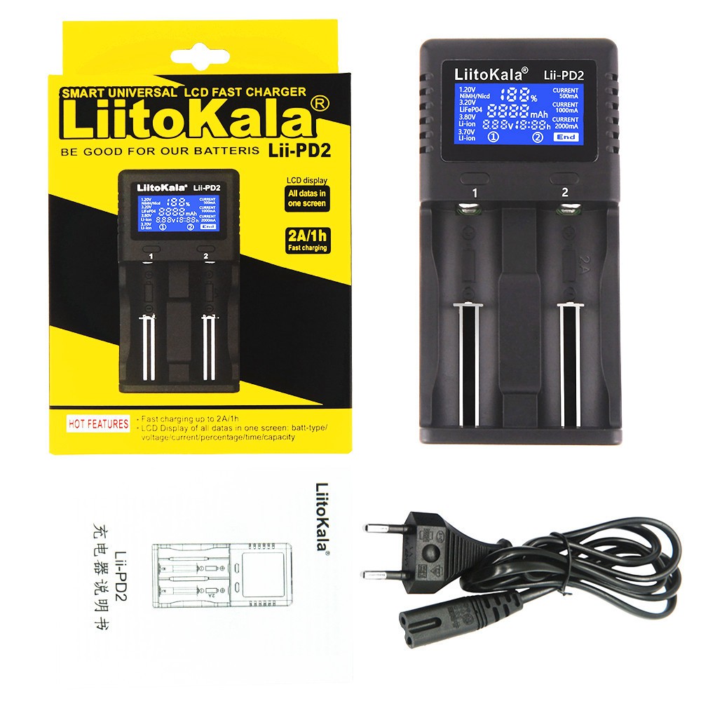 เครื่องชาร์จถ่าน LiitoKala Lii-PD2 รองรับ 26650，21700，20700, 18650, 18490, 18350 AA AAA - Battery Charger（ของแท้100%)