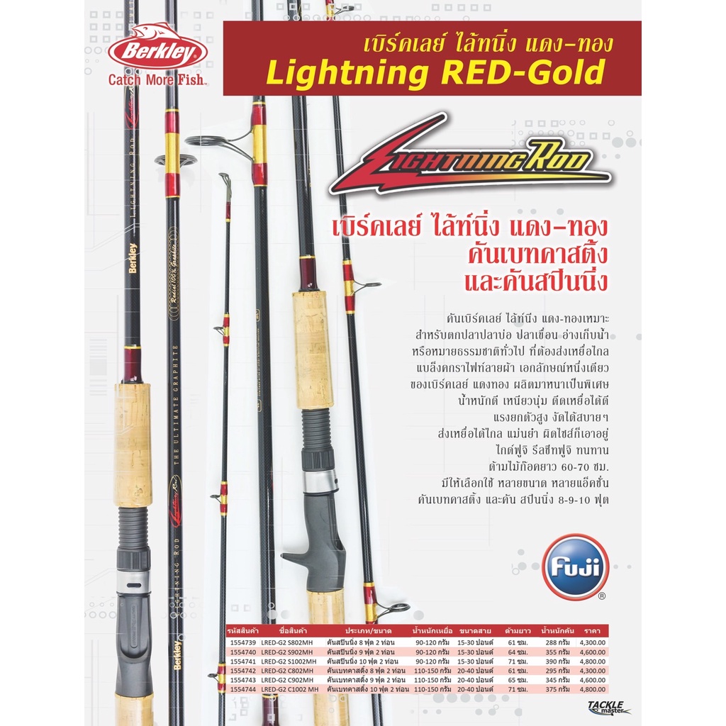 คันเบ็ด Berkley Lightning  Red-Gold 10"ฟุต