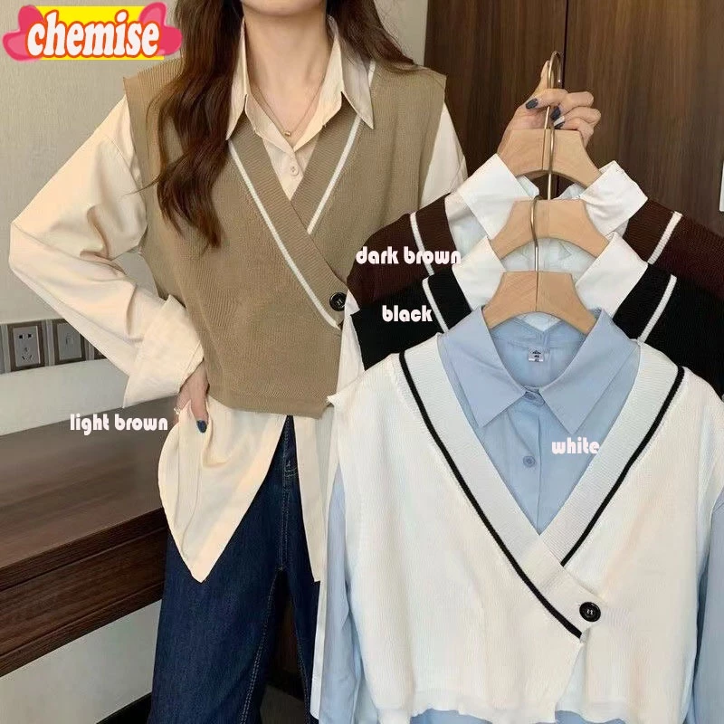 Chemisegrace U018/637✨พร้อมส่ง✨เสื้อไหมพรม เสื้อกันหนาวไหมพรม เกาหลี สีสวย น่ารัก