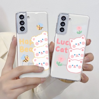 เคสโทรศัพท์มือถือนิ่ม แบบใส ลายการ์ตูนหมีตลกน่ารัก สําหรับ Samsung S8 S9 S10 S20 S21 FE S21 Plus S22 Ultra Note 8 9 10 Plus 20 Ultra