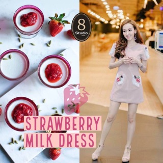 ป้าย 8 Studio Brand Strawberry Milk Dress size Mมือ1 ป้ายห้อย