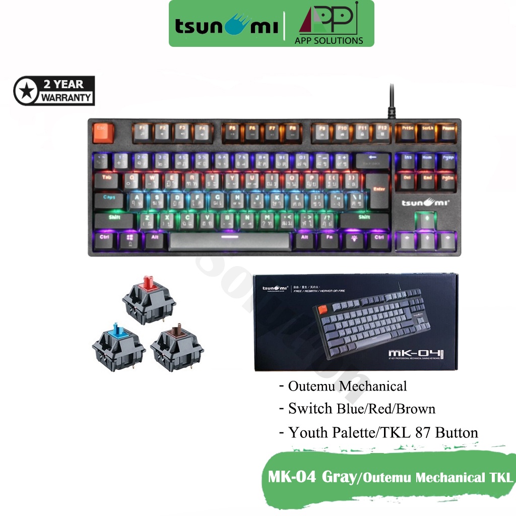 TSUNAMI KEYBOARD(คียบอร์ด)Outemu Mechanical TKL รุ่นMK-04(Youth Gray)