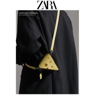 Zara กระเป๋าสะพายไหล่ ทรงสามเหลี่ยม ลายลิปสติกน่ารัก ขนาดเล็ก สําหรับสตรี