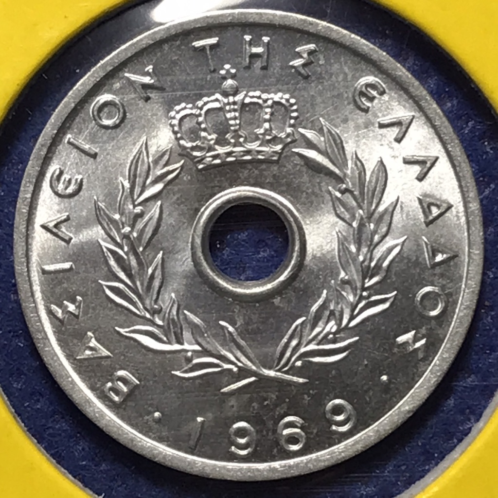 No.60631 ปี1969 กรีซ 10 LEPTA UNC เหรียญสะสม เหรียญต่างประเทศ เหรียญเก่า หายาก ราคาถูก